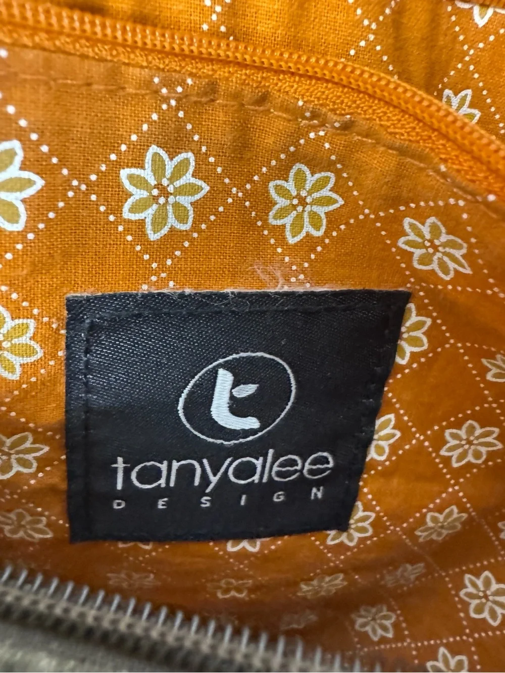 Tanyalee Design Quilted Green Taupe Floral Boho Shoulder Bag Cotton Hobo Purse